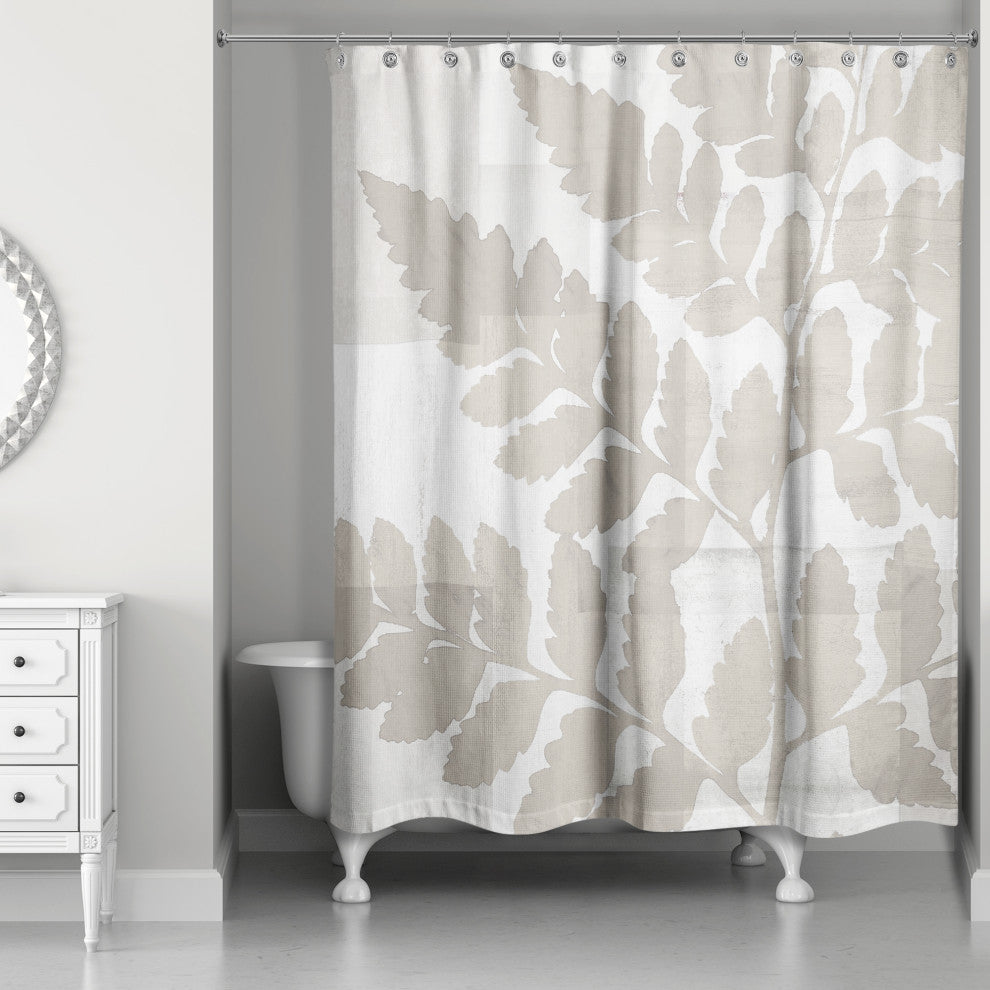 Beige Fern Collage 71x74 Shower Curtain