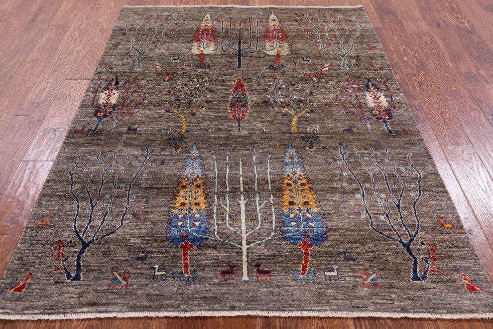 4' 10" X 6' 6" Tribal Persian Gabbeh Handmade Rug Q5278