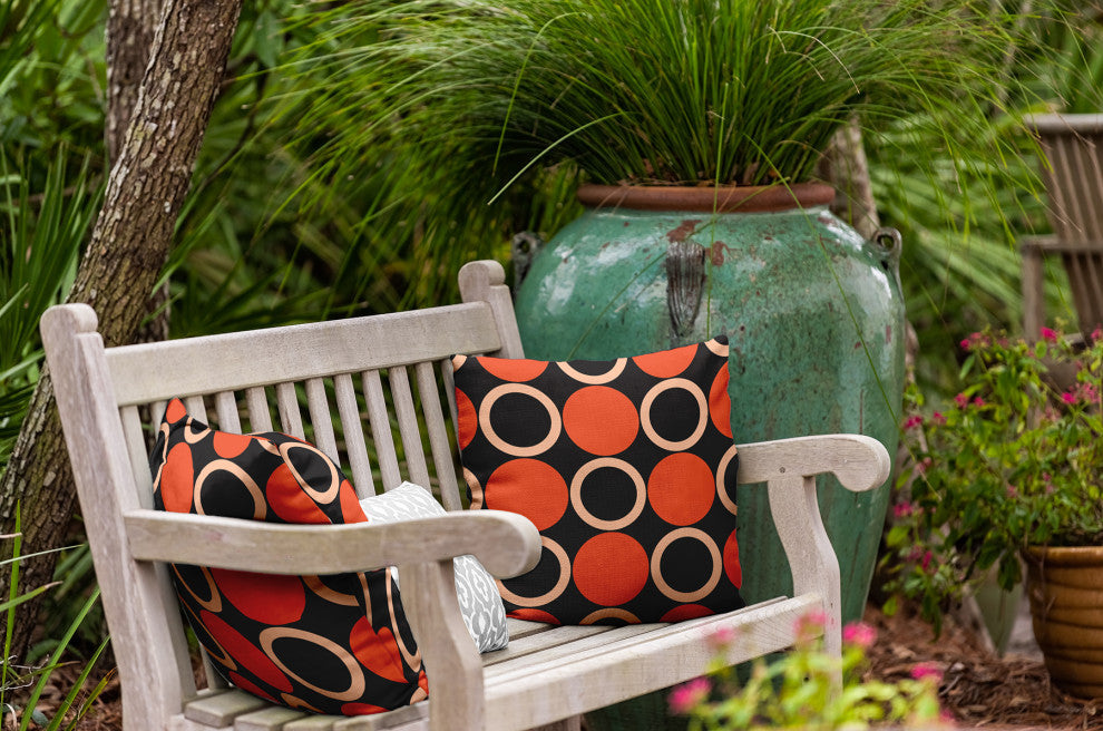 Mod Circles Indoor/Outdoor Throw Pillow, Harvest Orange, 20"x20"