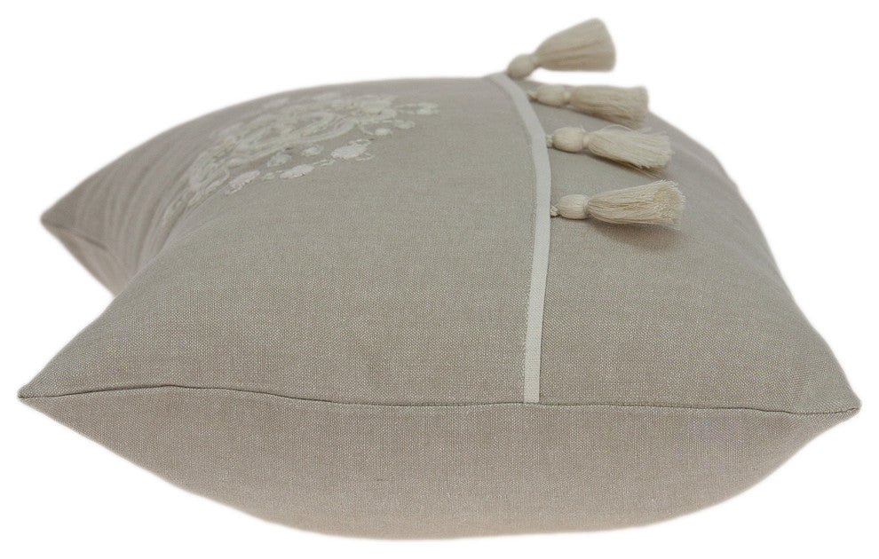 Parkland Collection Lea Transitional Beige Pillow Cover With Poly Insert