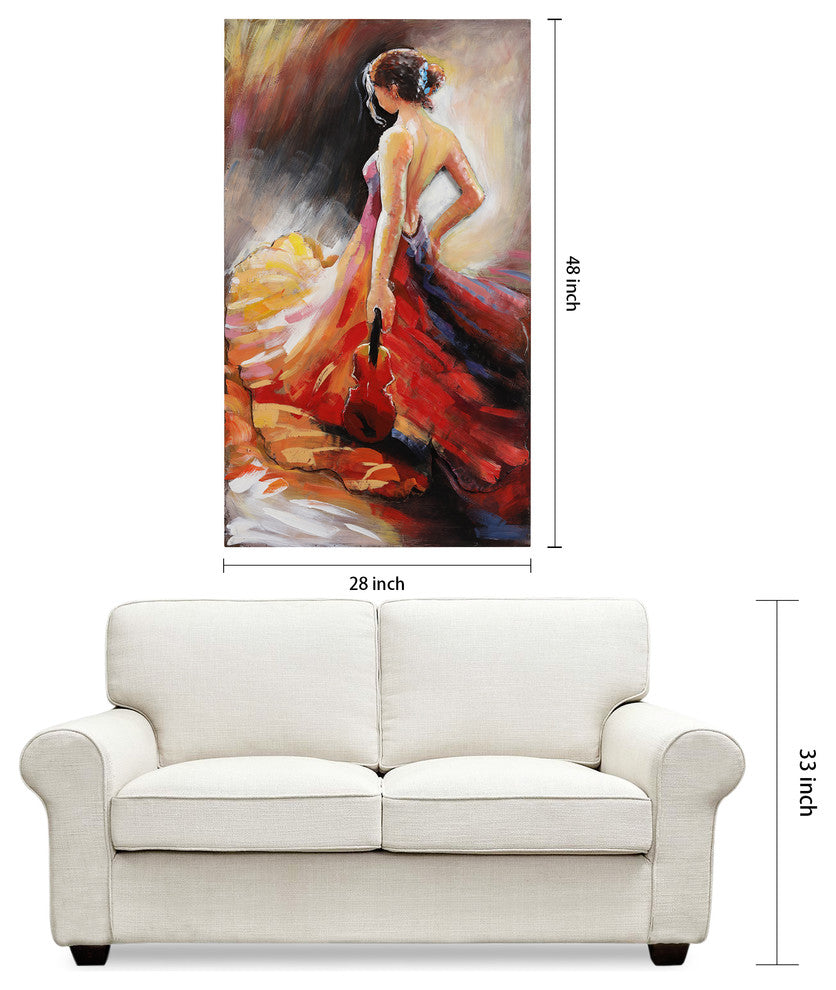 "Flamenco" Beautiful Woman Mixed Media Iron Hand Painted Dimensional Wall Art