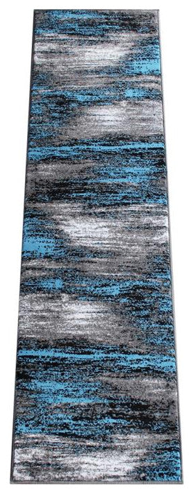 Rylan Collection Abstract Pattern Area Rug-Blue - 2' x 7'