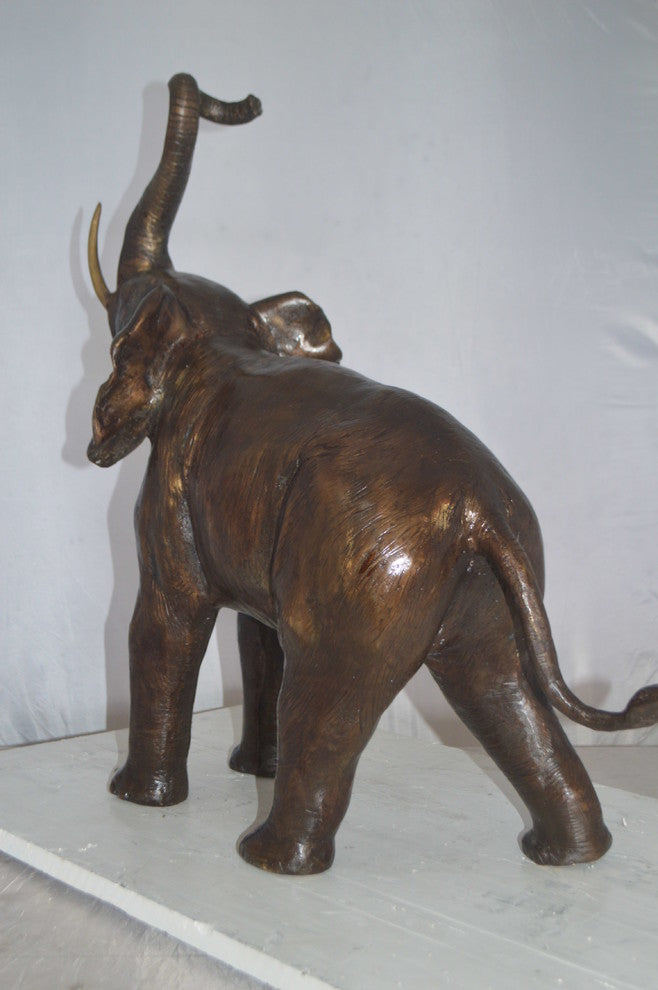 Elephant Medium Size Bronze Statue -  Size: 26"L x 12"W x 28"H.