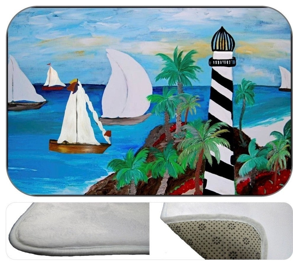 Light House Bay Plush Bath Mat, 20"x15"