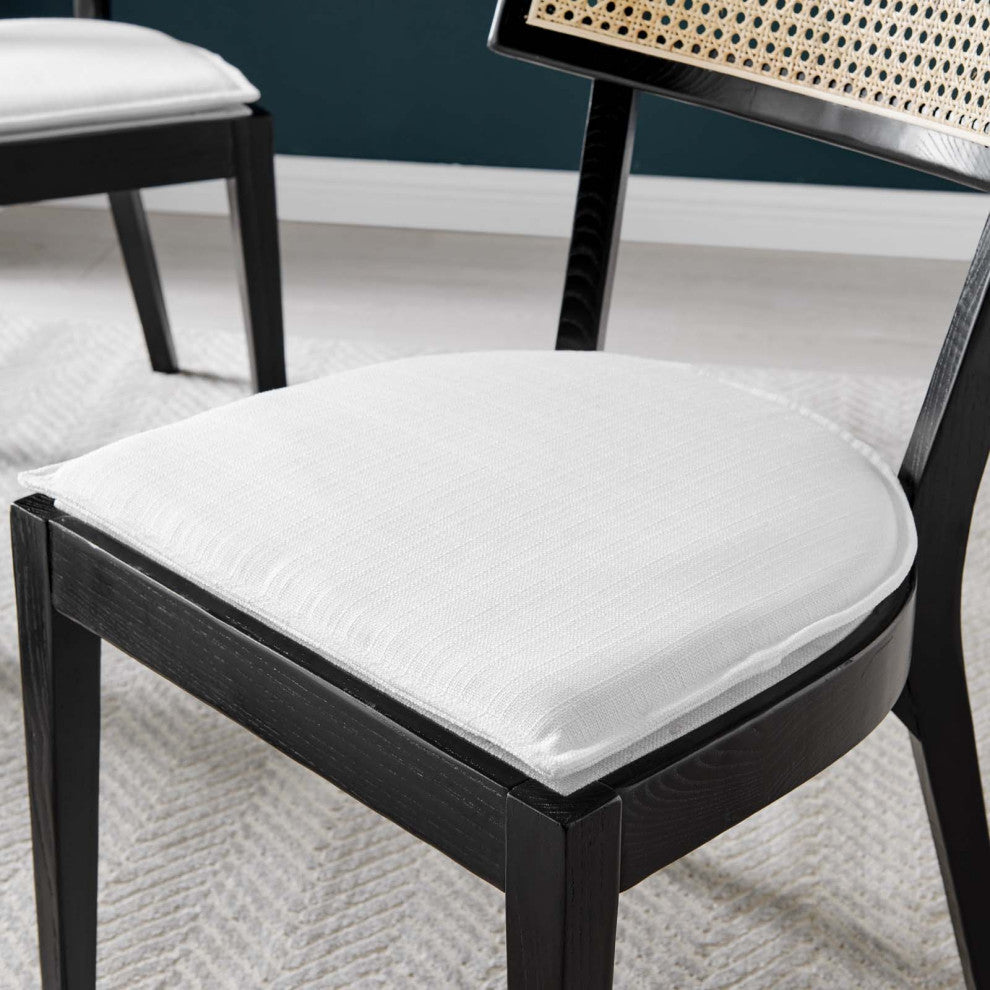 Side Dining Chair, Set of 2, White Black, Wood, Modern, Cafe Bistro Hospitality