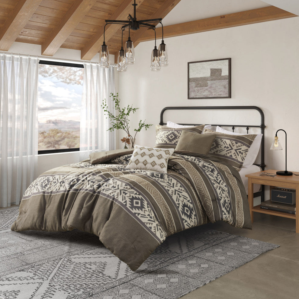 Madison Park Mariposa 5 Piece Stripe Herringbone Comforter Set