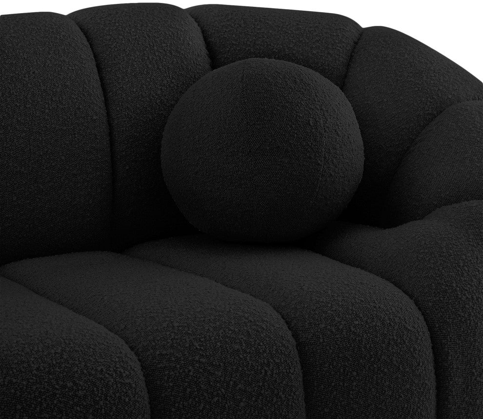Elijah Boucle Fabric Upholstered Loveseat, Black
