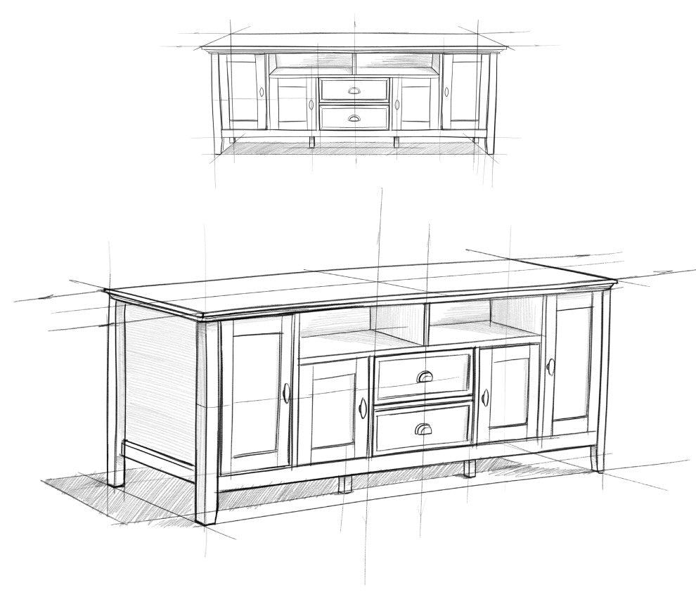 Redmond Solid Wood 72" TV Media Stand, Black, Distressed Gray