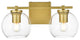 2 Light Brass And Clear Bath Sconce