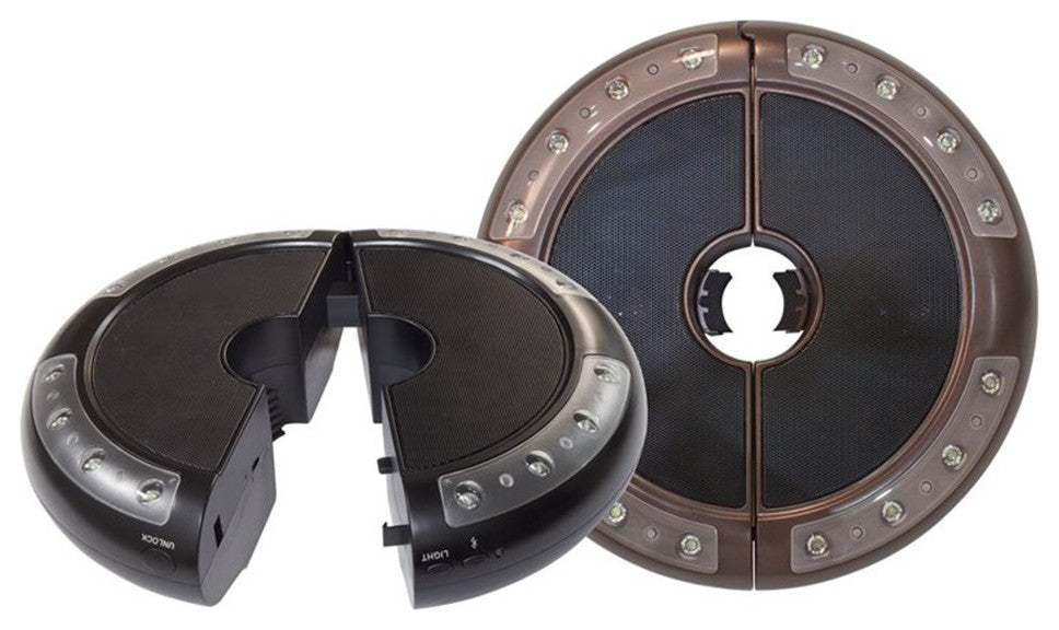Luna Round Umbrella Light with Bluetooth Speaker, Bronze