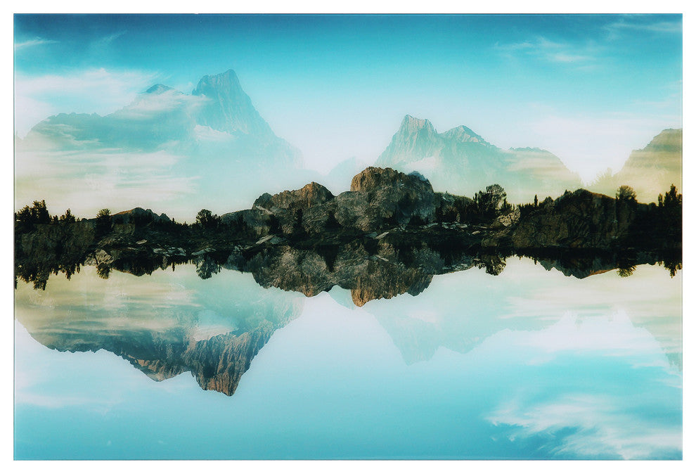 Quiet Waters Lakeside Landscape Wall Art Tempered Glass Contemporary Artwork