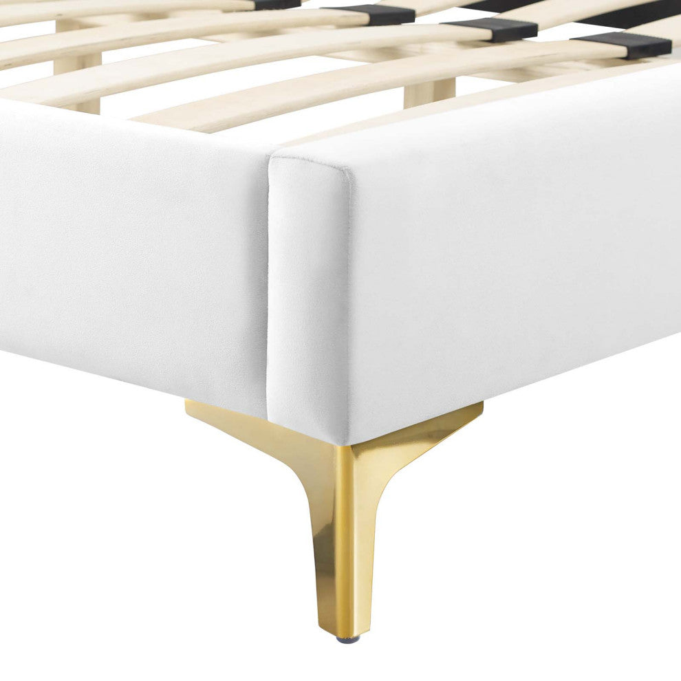 Current Performance Velvet Queen Platform Bed, White