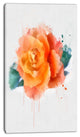 Orange Rose with Green Leaves, Floral Canvas Art Print, 16"x32"