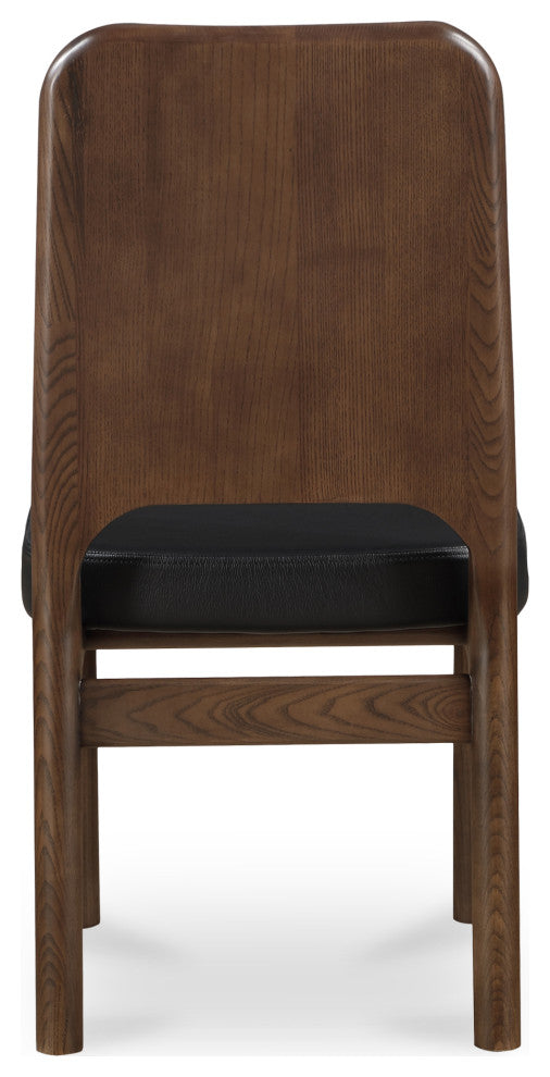 Kerr Dining Chair Walnut Stained Black Vegan Leather-Set of Two