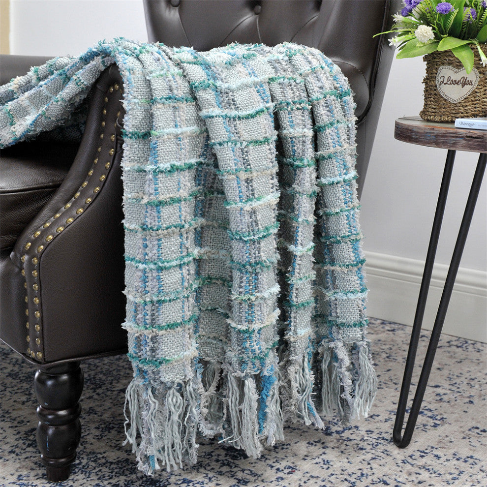 Multi Color Chenille Throw, Blue, 50x60
