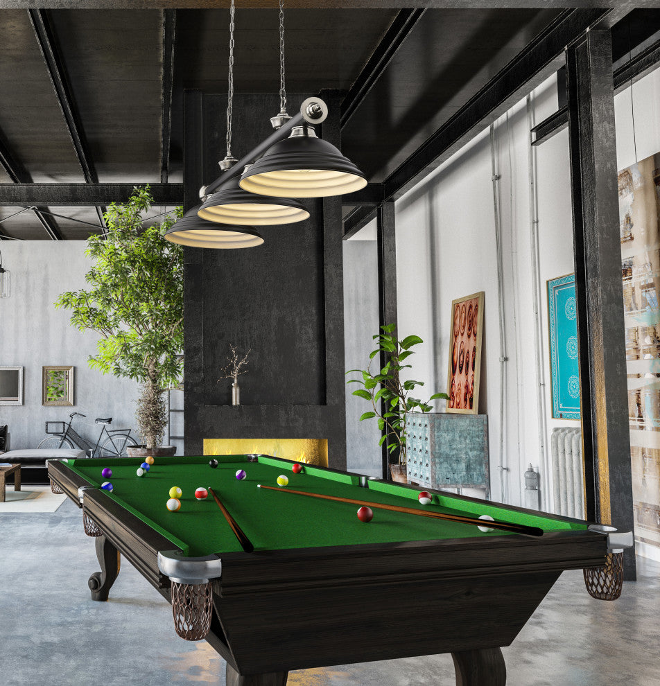 Zlite 2306-3MB-BN-SMB 3-Light Billiard, Matte Black