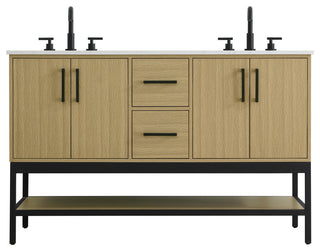 Home Living 54" Double Bathroom Vanity, Honey Brown