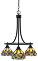 Paramount Downlight 3-Light Chandelier, Matte Black, 7" Grand Merlot Art Glass