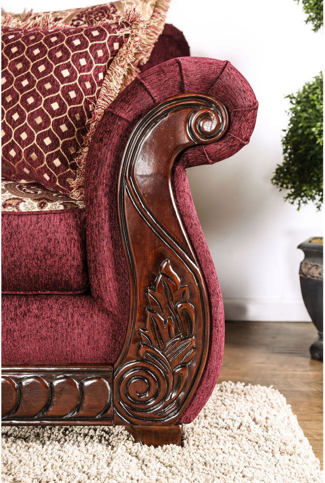Upholstered Loveseat with Rolled Arms Design, Loveseat