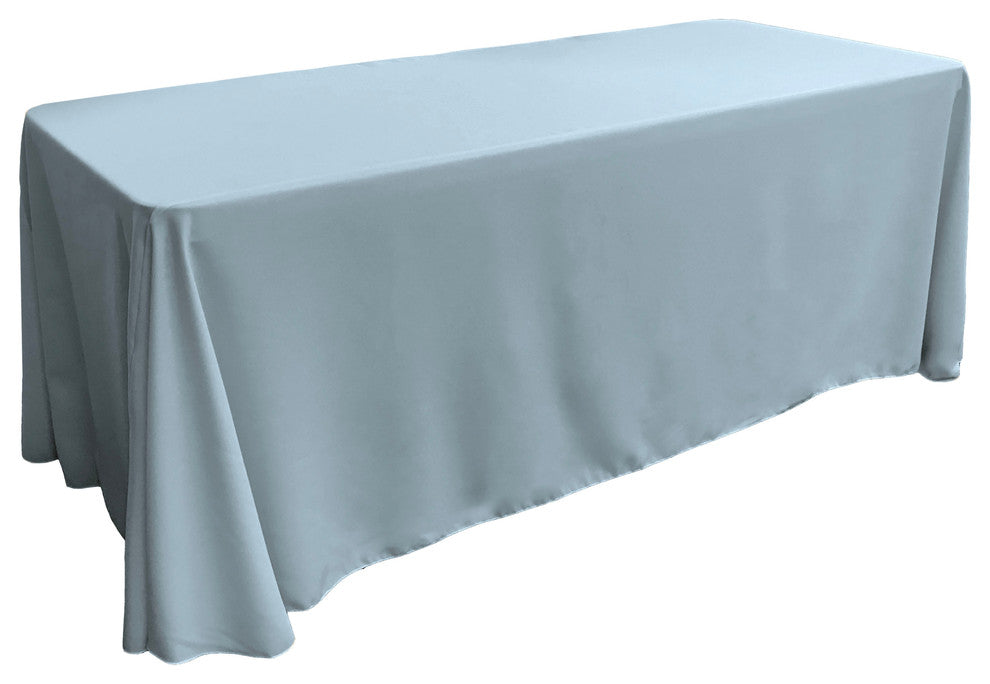 LA Linen Polyester Poplin Rectangular Tablecloth 90"x132", Light Blue