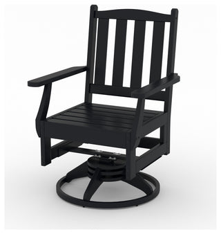 LuXeo Tuscany HDPE Swivel Dining Set, Black, 7-Piece