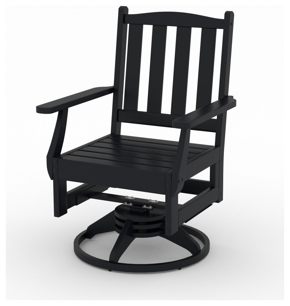 LuXeo Tuscany HDPE Swivel Dining Set, Black, 7-Piece