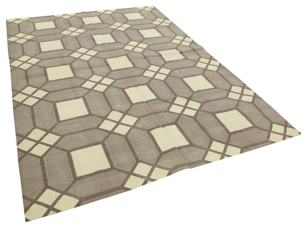 Rug N Carpet - Handmade Wool 6' 0'' x 8' 9'' Flatweave Dhurrie Kilim Rug