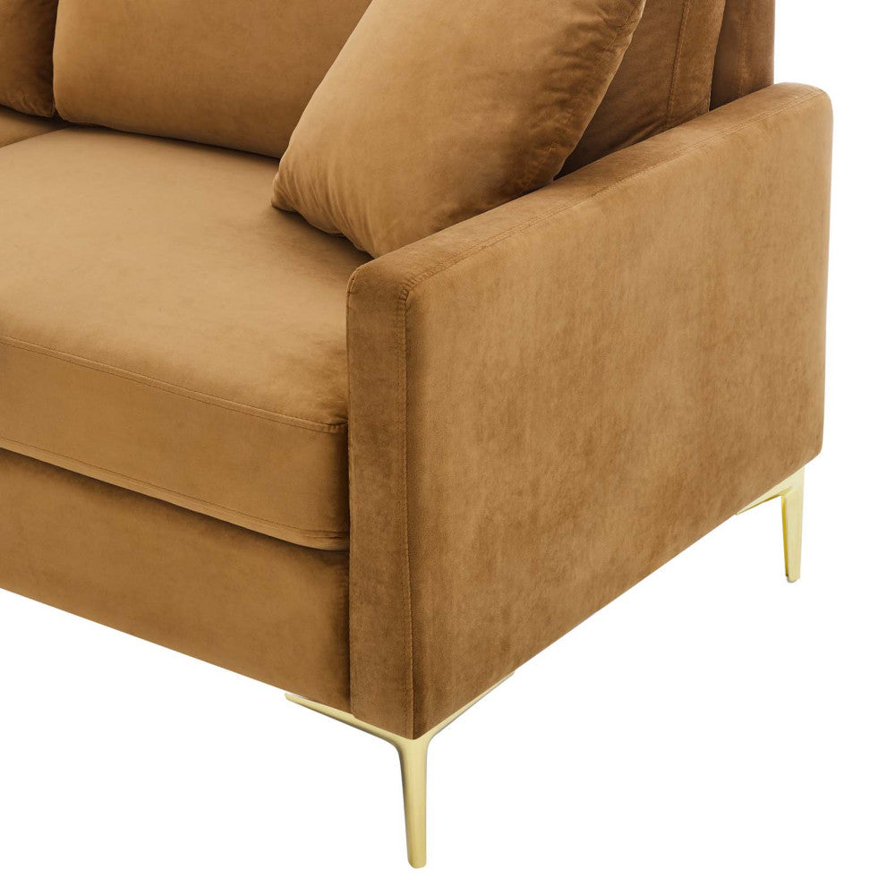 Sofa, Velvet, Brown, Modern, Living Lounge Room Hotel Lobby Hospitality