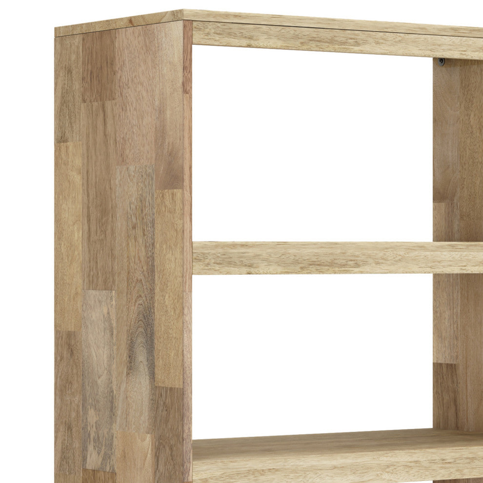 Jager Solid Mango Wood Bookshelf With Doors, Natural