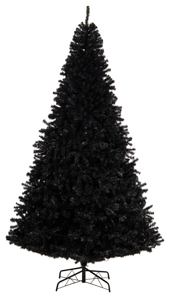 10' Black Artificial Christmas Tree With 950 Clear LED Lights and 3056 Tips