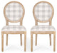 Set of 2 Dining Chair, Wood Frame With Padded Seat & Oval Back, Dark Blue Plaid