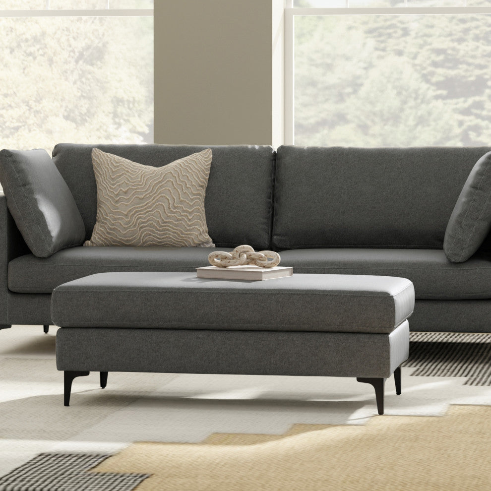 Ava Large Rectangular Ottoman in Tightly Woven Performance Fabric , Assembled