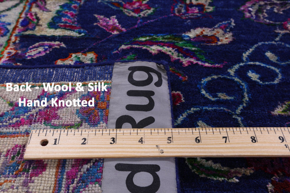 9' Square Hand Knotted Persian Wool & Silk Rug - Q13736