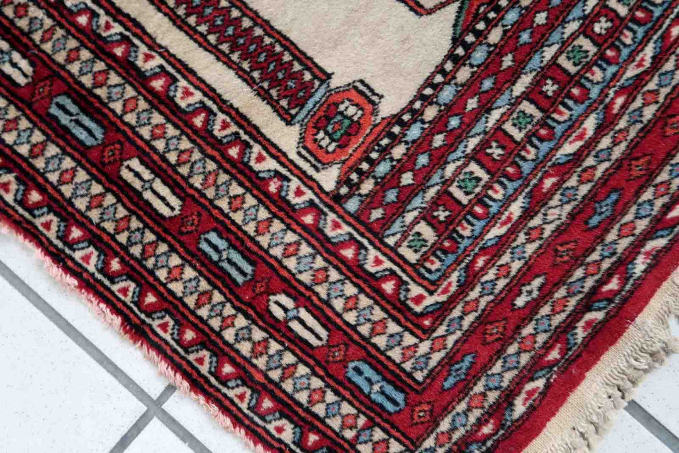 Handmade Vintage Pakistani Lahore Prayer Rug 1.9'x3', 60cmx93cm 1970s