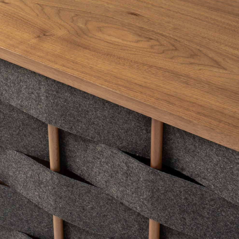 Modrest Sheridan Mid-Century Grey Fabric, Walnut Buffet