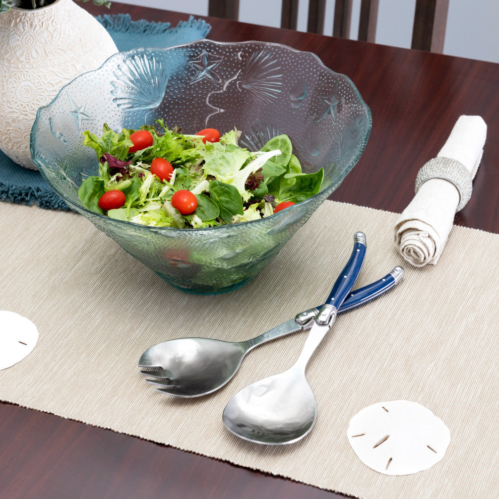 French Home Laguiole Connoisseur Navy Blue Salad Servers, 2 Piece Set.