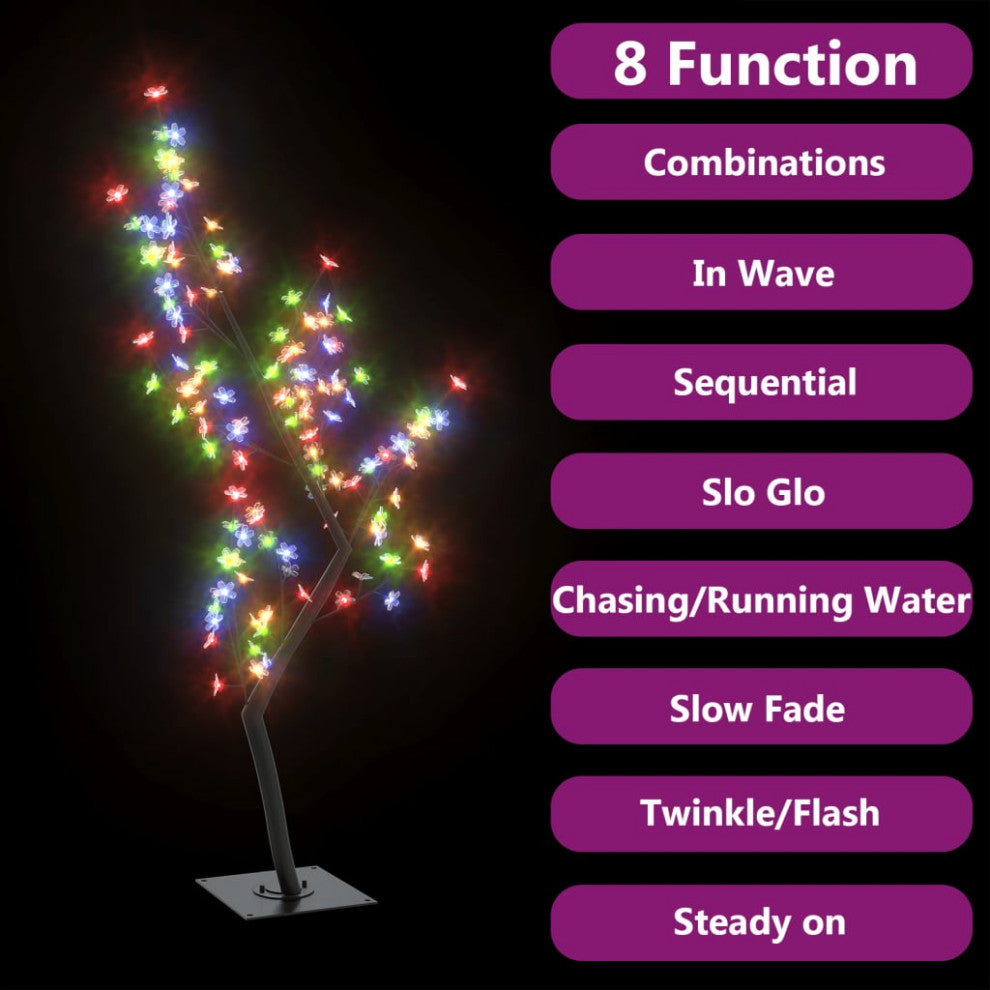 vidaXL Christmas Tree Artificial Tree with Cherry Blossom LEDs Colorful Light