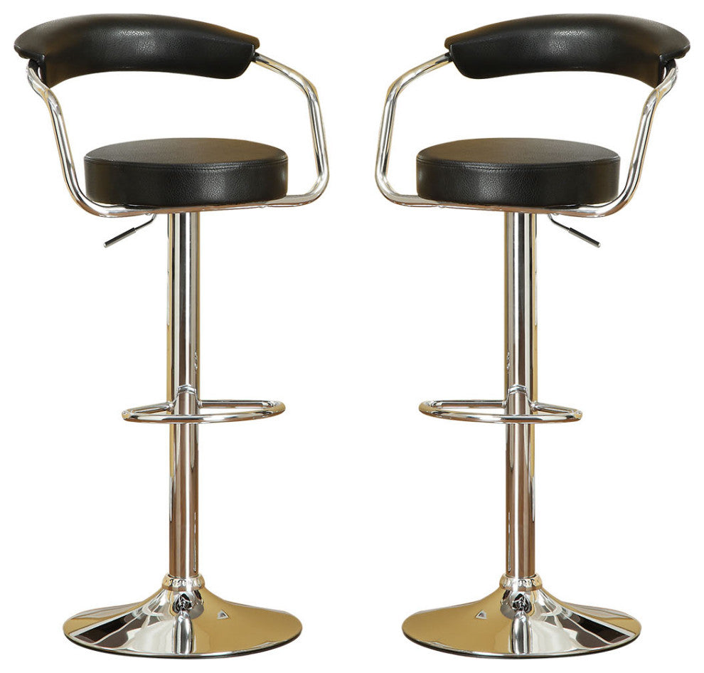 Set of 2 Black Faux Leather Bar Stools
