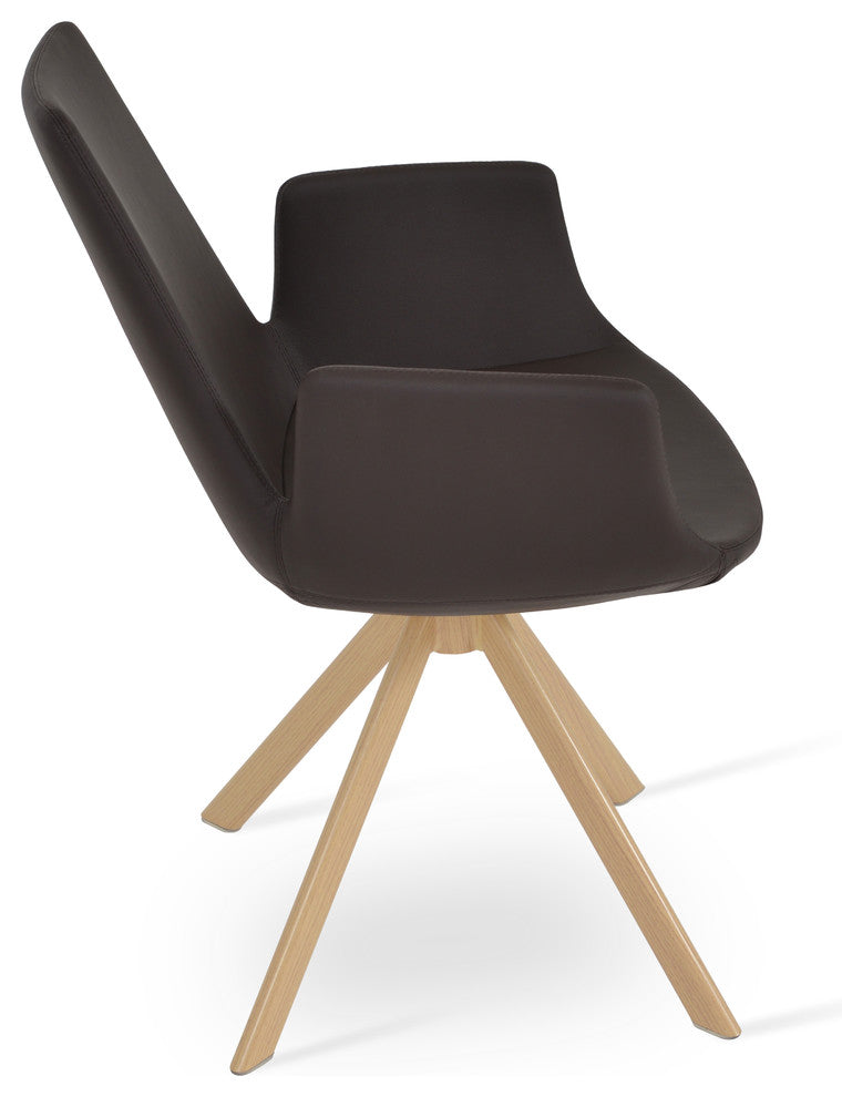 Eiffel Arm Sword Chair, Natural Veneer Steel Base, Brown Ppm