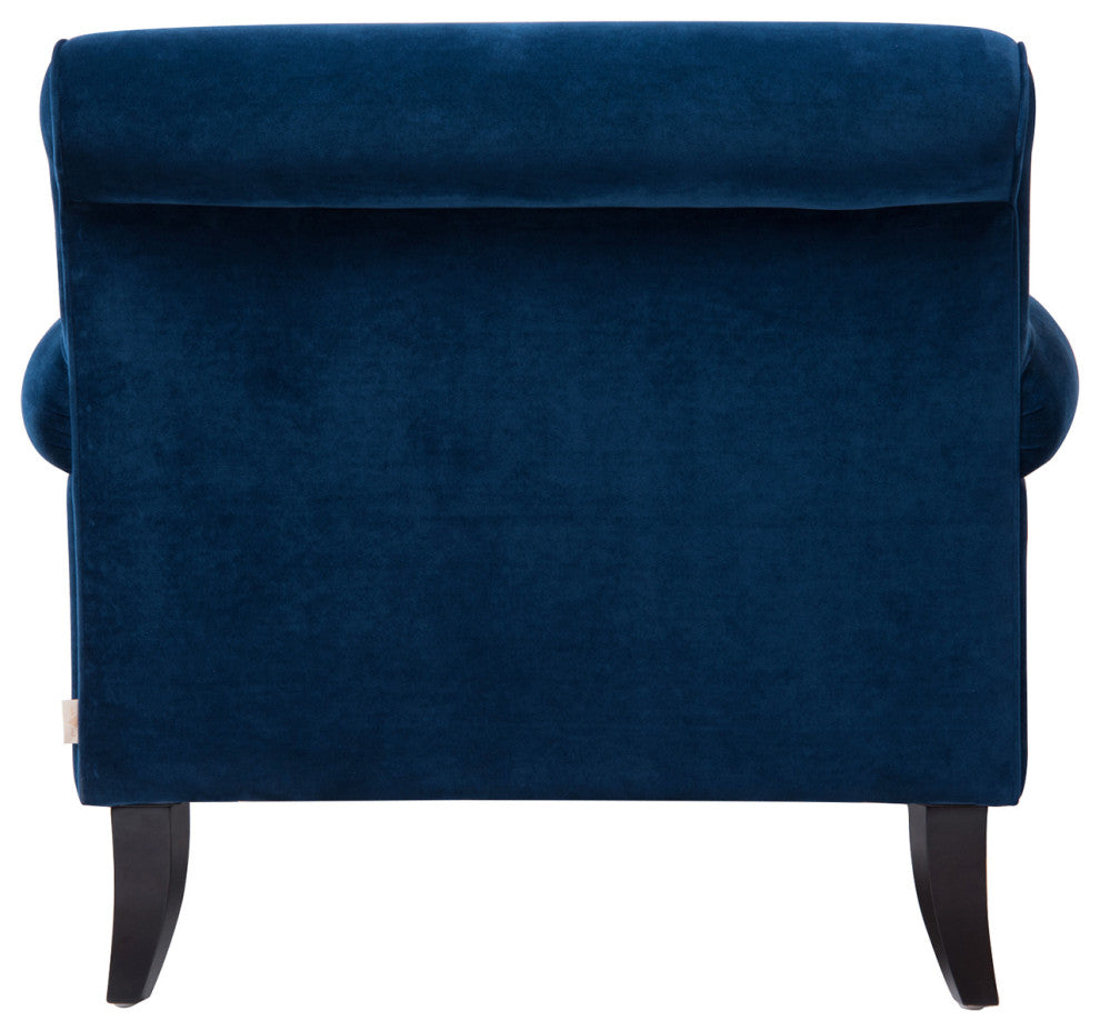 Lawson Accent Arm Chair With Casters, Navy Blue Velvet