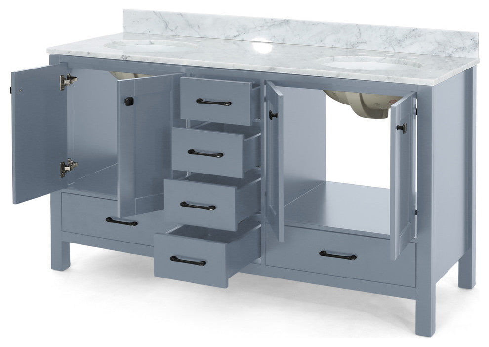 Kayla Contemporary 72" Wood Double Sink Bathroom Vanity With Marble Counter Top