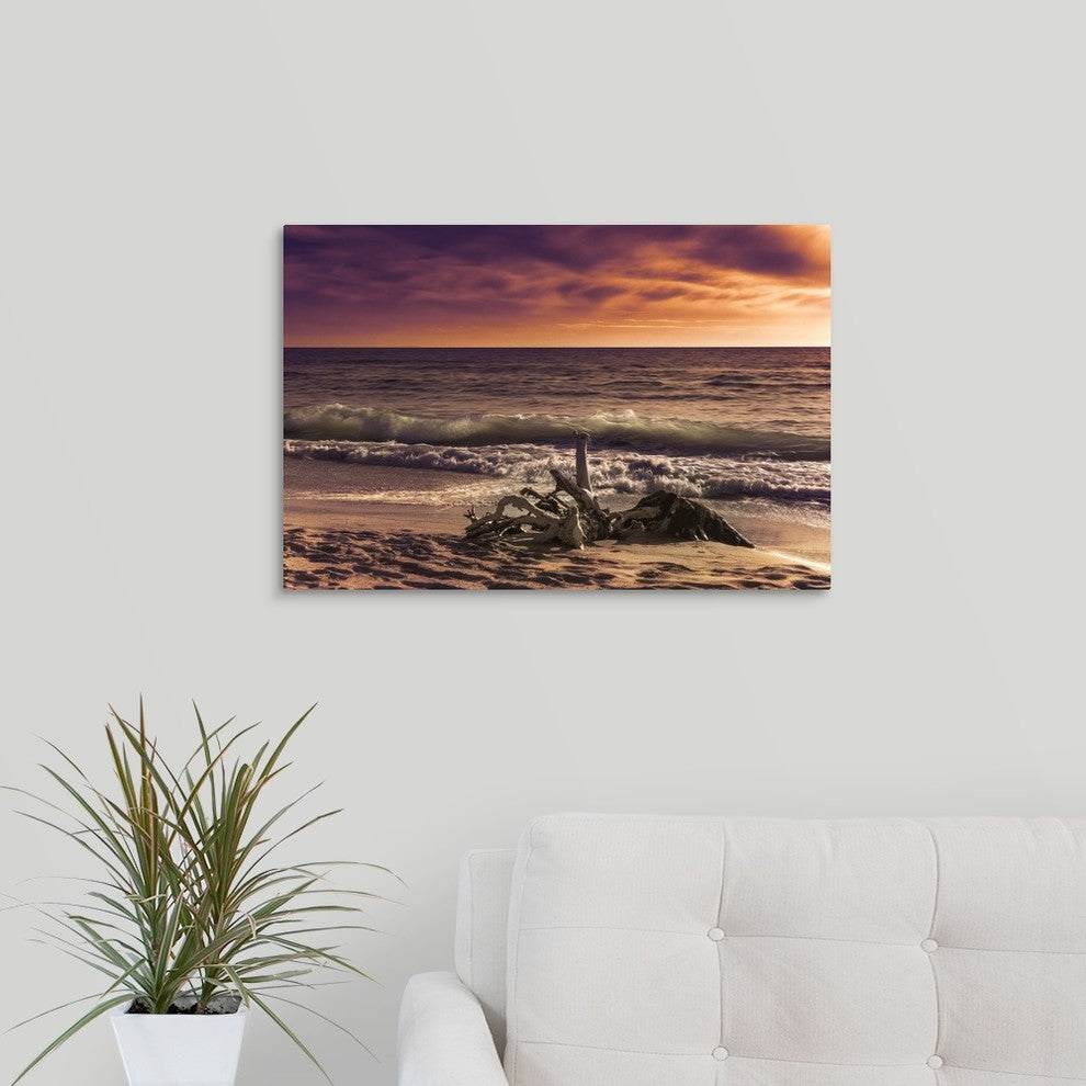"Sunset From The Beach" Wrapped Canvas Art Print, 24"x16"x1.5"