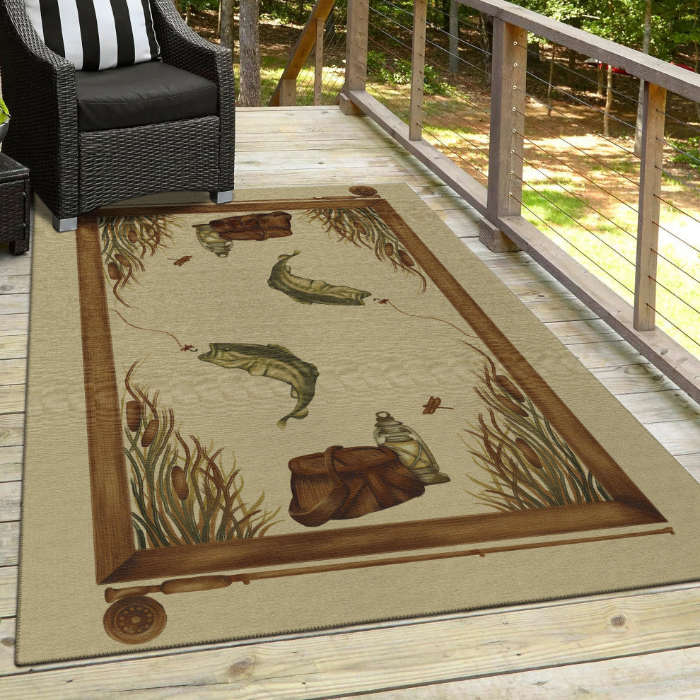Indoor/Outdoor Excursion EX5 Beige Machine Washable 5' x 7'6" Rug