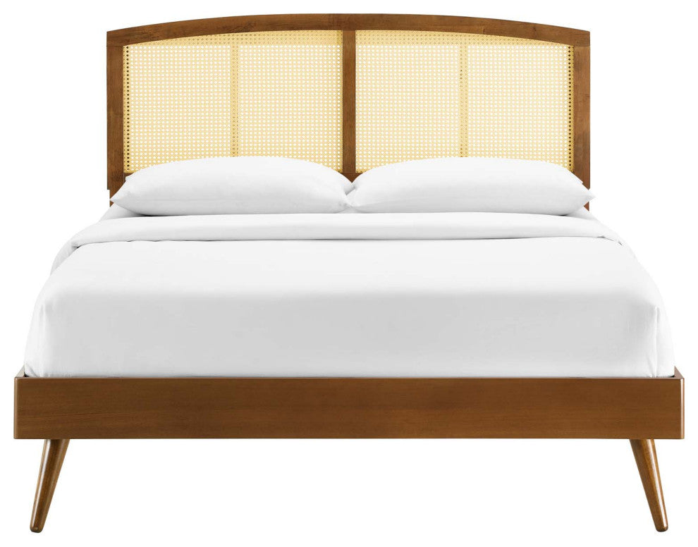 Sierra Cane and Wood King Platform Bed With Splayed Legs MOD-6702-WAL