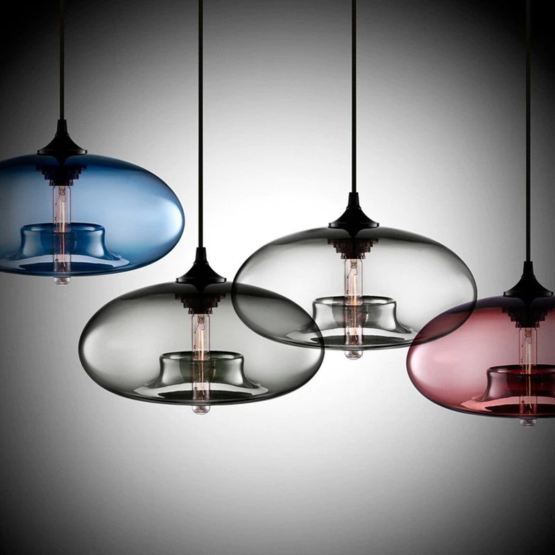 MIRODEMIÂ® Tourrettes-sur-Loup Loft Glass Pendant Lamp, Blue