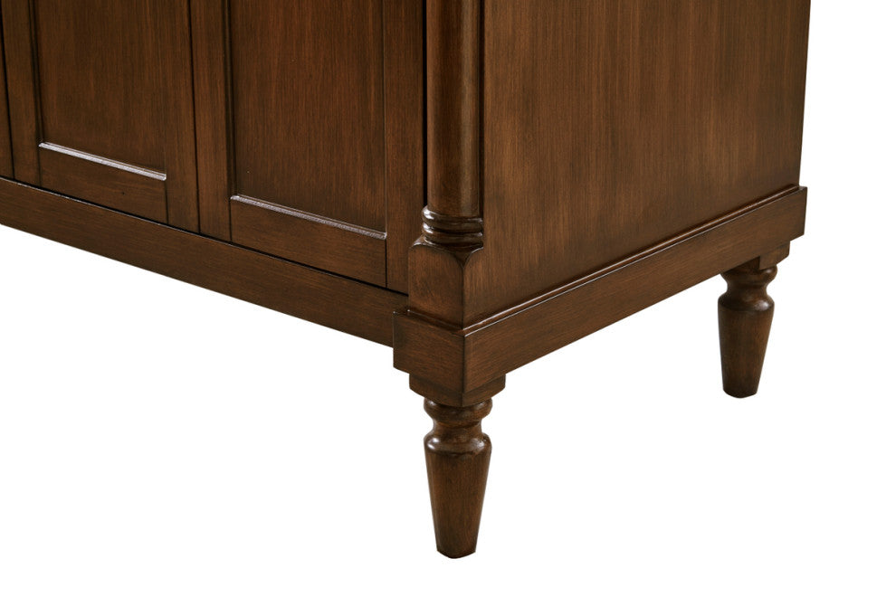 Home Living 60" Single Bathroom Vanity, Walnut With Engineered Marble Top