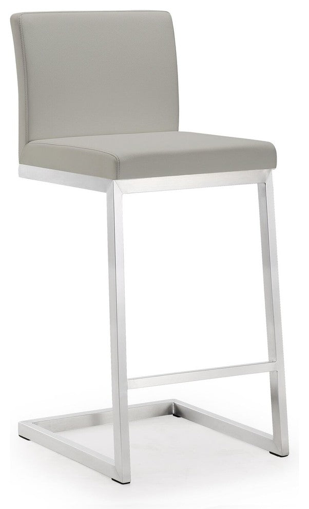 Parma Light Grey Stainless Steel Counter Stool (Set of 2) - Grey