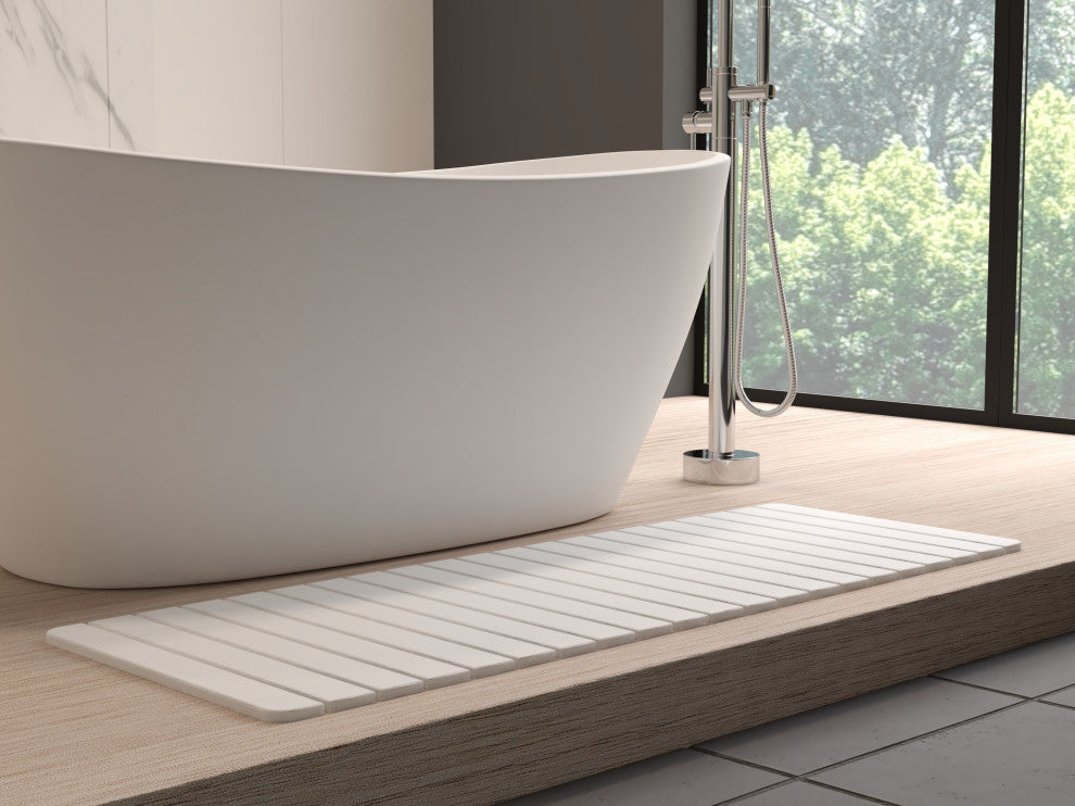 CastelloUSA Diatomite Quick-Dry Stone Bath Mat, 58"x21" , Extra Large, White