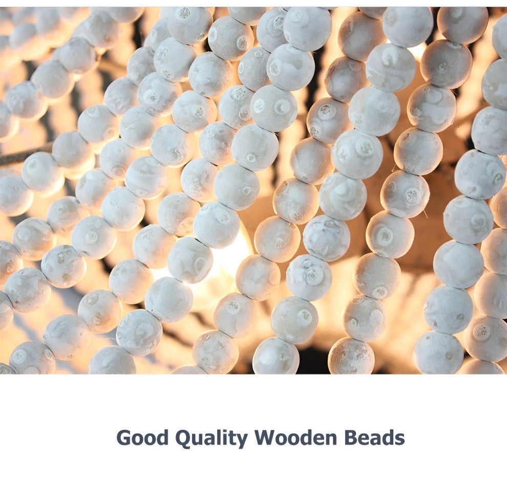 Couvin | Retro Wooden Beads Chandelier for Living Room, Empire Medium