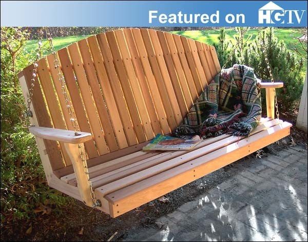 Red Cedar Blue Mountain Fanback Porch Swing, 5'